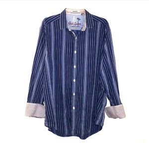 Robert Graham blue and white striped LS shirt